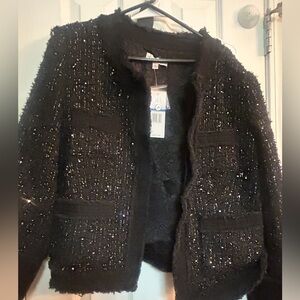 Elegant Black Tweed Jacket Nanette Lepore size  xl